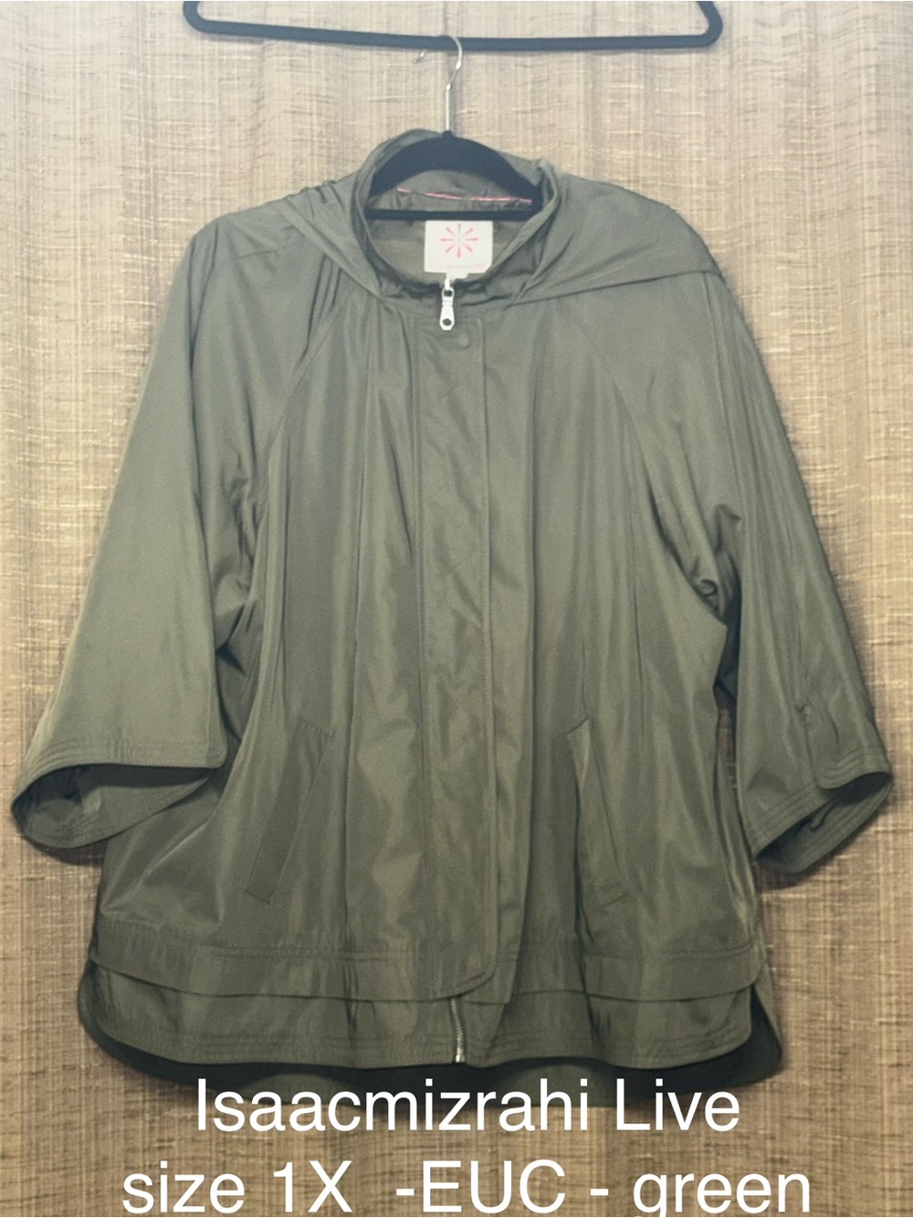 Isaac Mizrahi Olive Green Hooded Women's Jacket EUC